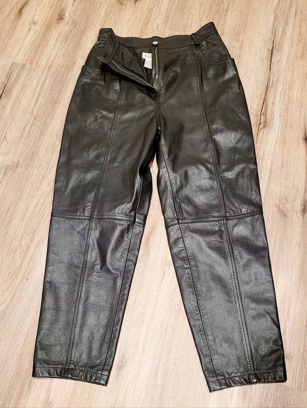Together Vintage Black High-Rise Straight-Leg Leather Pants - Picture 2 of 7